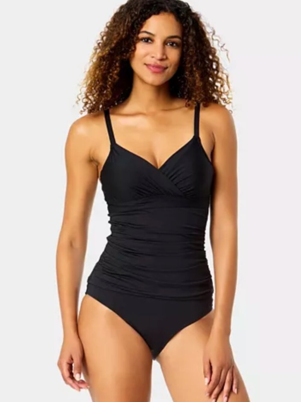 ANNE COLE Women's Surplice Underwire Tankini Top Size 38C/40B